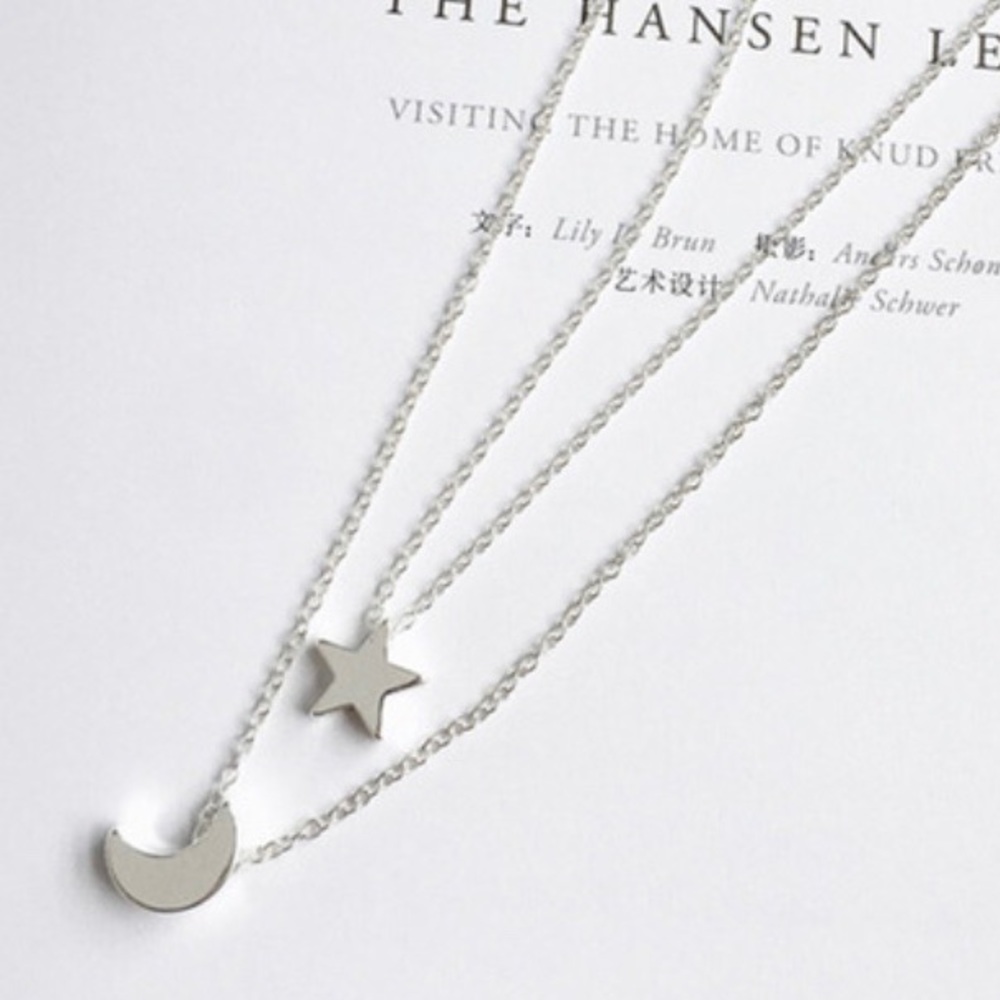 Silver Moon&Star minimalist necklace